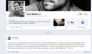 Paul Walker's death announced on actor's official Facebook page