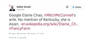 Groob Tweets about Elain Chao