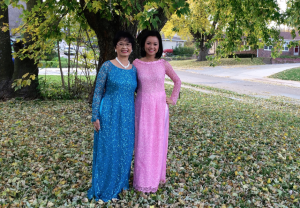 Chinh & Mom in Vietnamese Dresses