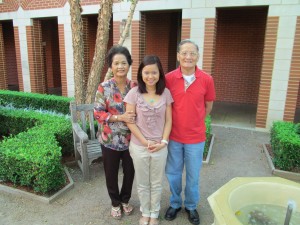 Chinh Doan with mom and dad in America