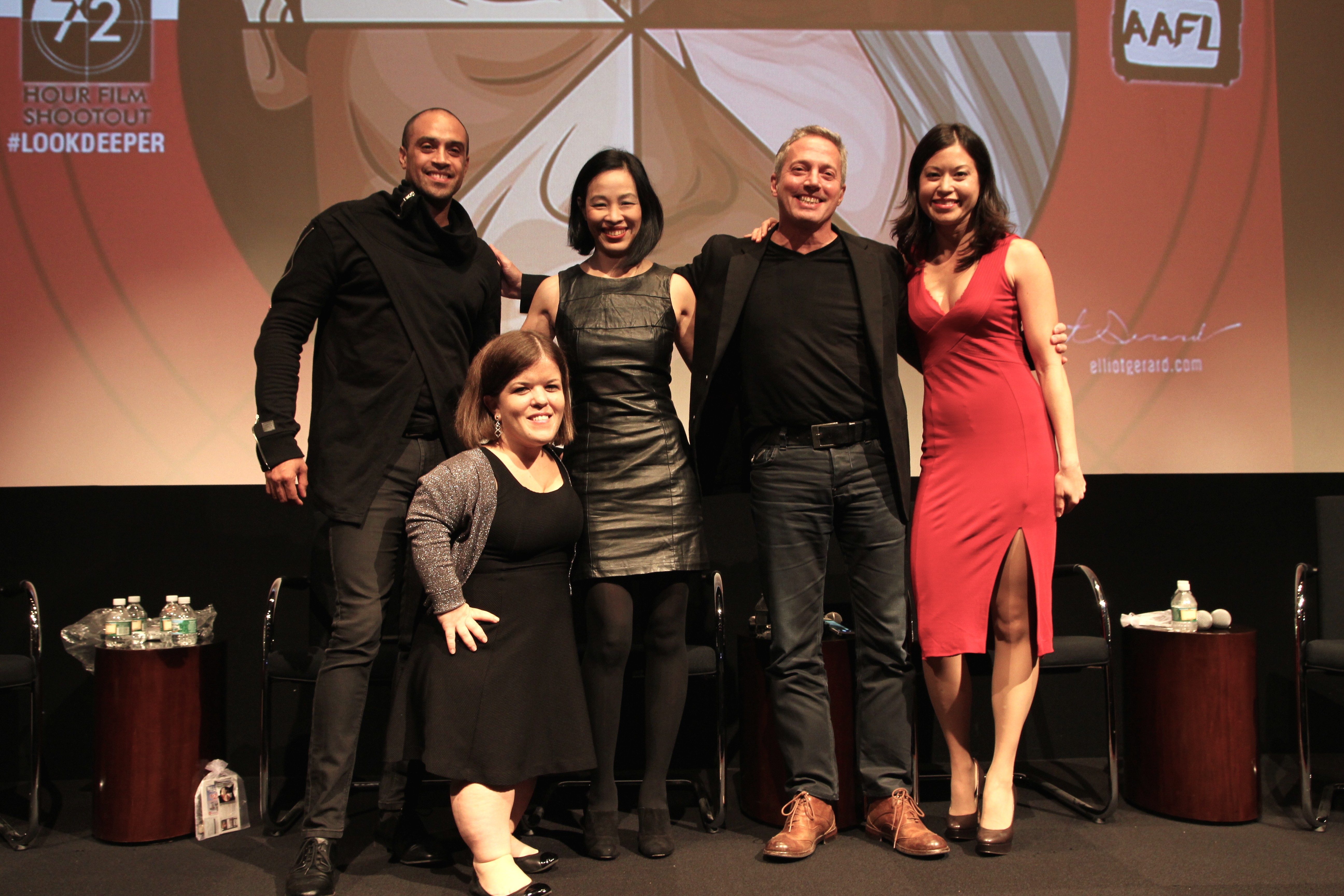 Blue Michael, Becky Curran, Lia Chang, Rick Guidotti and Jennifer Betit Yen attend a special screening of 72 Hour Shootout films and panel discussion at the Time Warner Theater in New York on October 7, 2015. Photo by GK