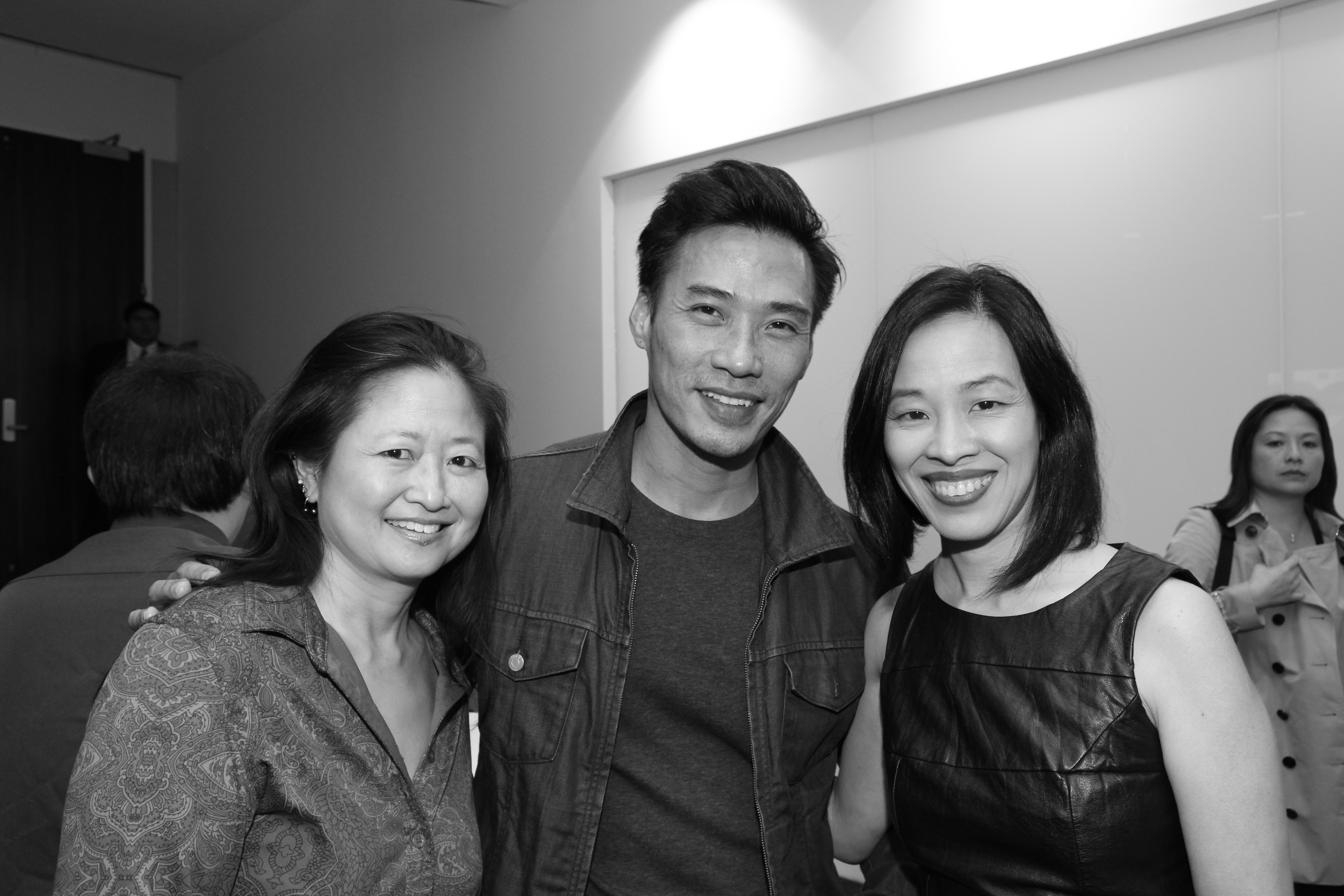72 Hour Shootout winners Toy Lei (BOXER), Grant Chang (FINDING YOU) and Lia Chang (HIDE AND SEEK) attend a special screening of 72 Hour Shootout films at the Time Warner Theater in New York on October 7, 2015. Photo by GK