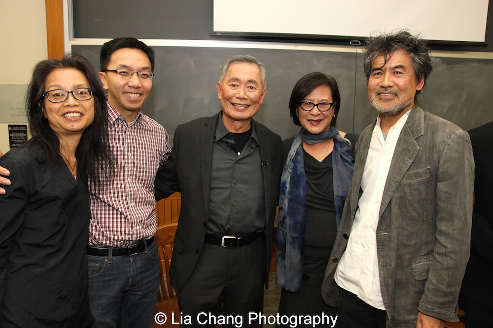 Marie Myung-Ok Lee, Van Tran, George Takei, Mae Ngai and David Henry Hwang at The Center for the Study of Ethnicity and Race at Columbia University on December 7, 2015. Photo by Lia Chang