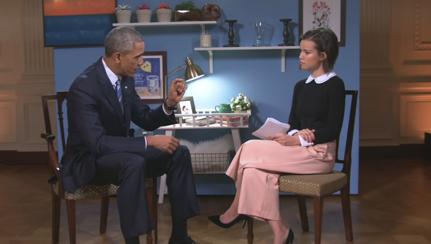 President Obama speaks with You Tube personality Ingrid Nilsen