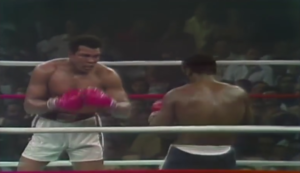 Muhammed Ali v Joe Frazier in the Thrilla in Manila in 1975